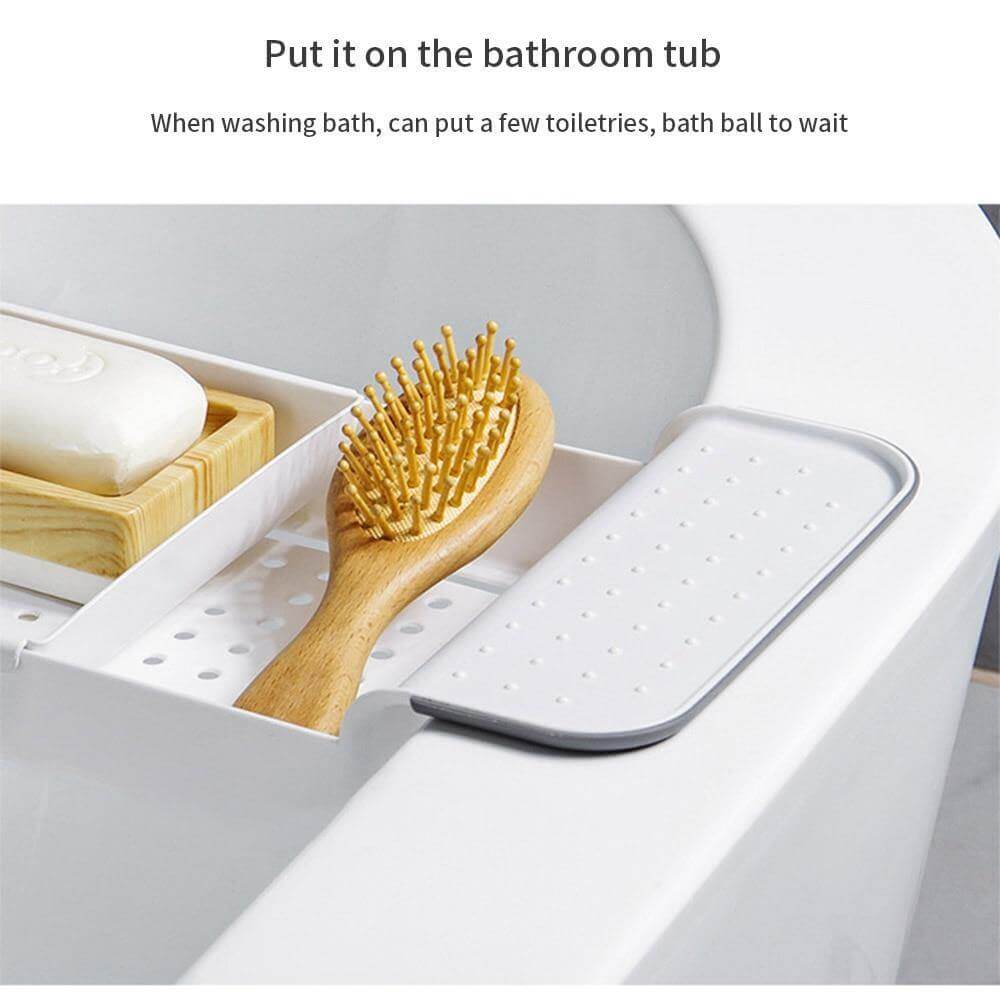 Bathtub Caddy Extendable Double-Layer Draining Shelf