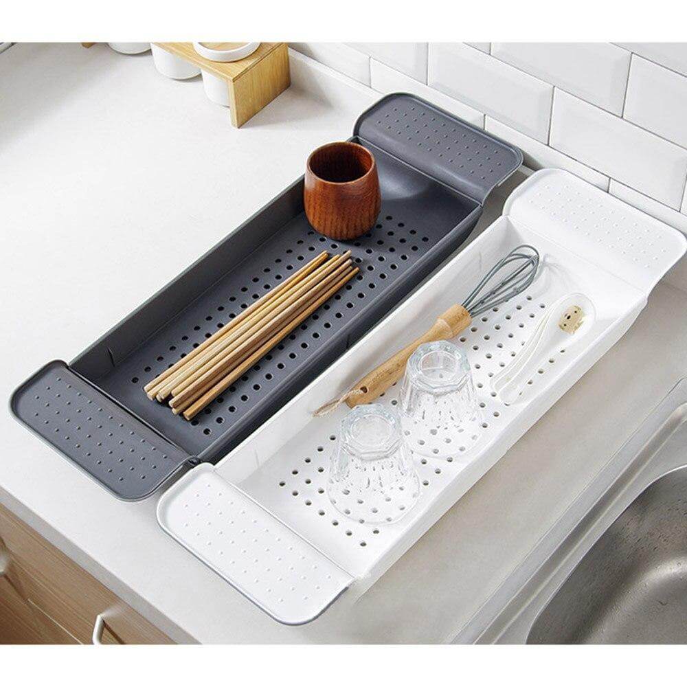 Bathtub Caddy Extendable Double-Layer Draining Shelf