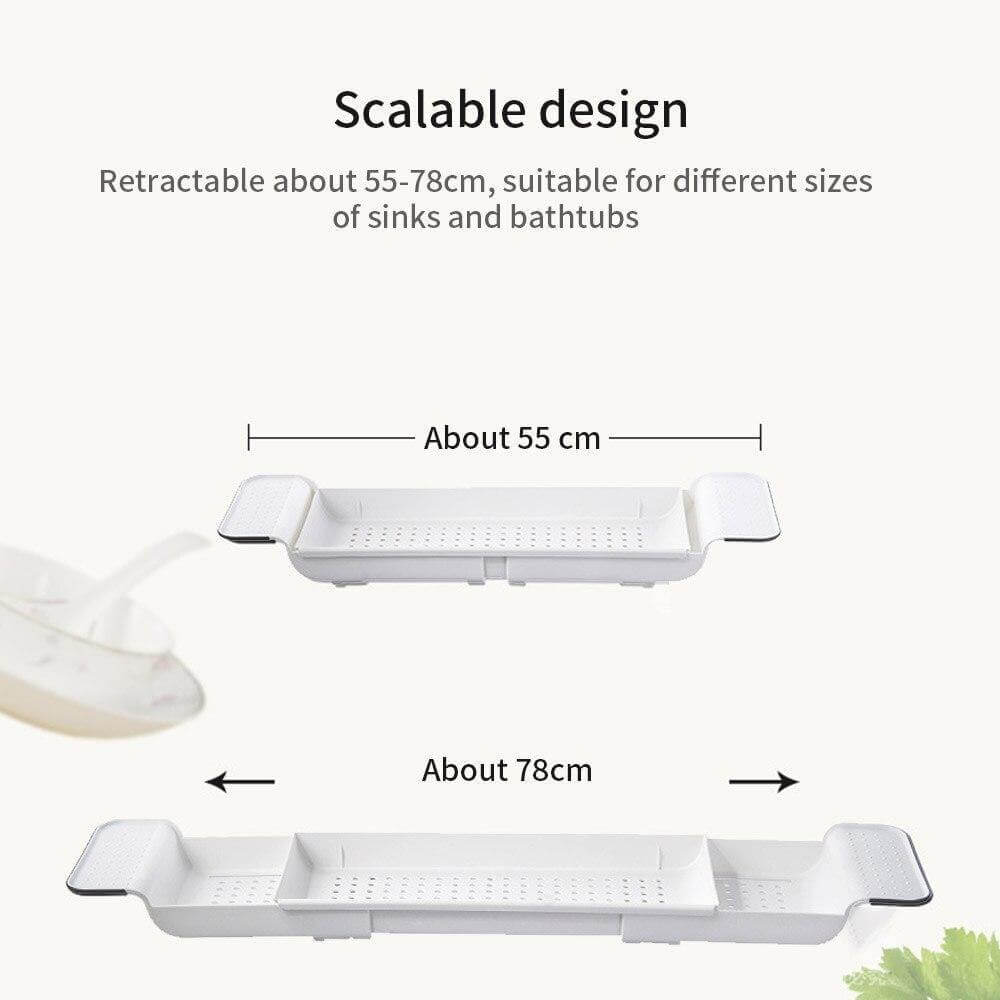 Bathtub Caddy Extendable Double-Layer Draining Shelf