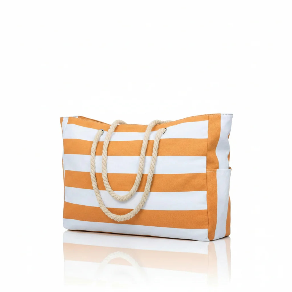 Beach Tote Bag Water-Resistant Foldable Zippered Multiple Pockets