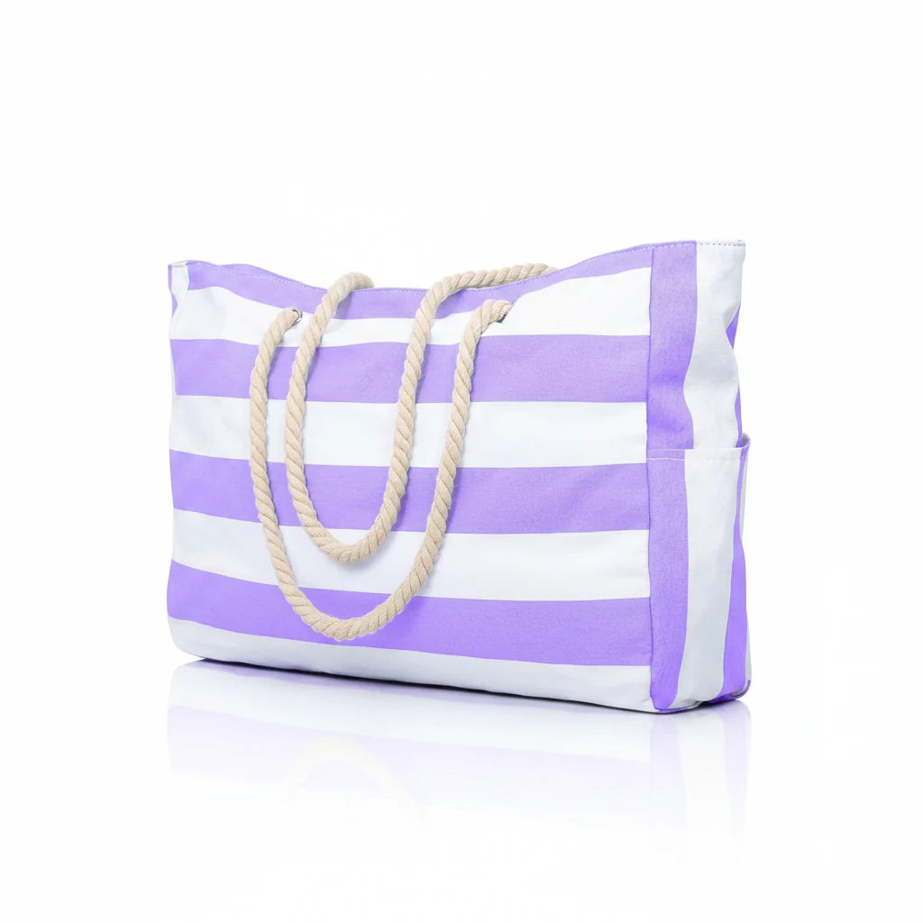 Beach Tote Bag Water-Resistant Foldable Zippered Multiple Pockets
