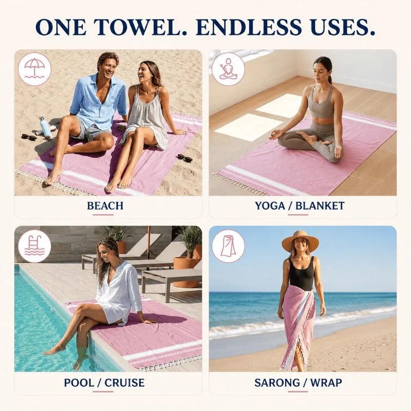 Beach Towel Turkish Flat-Weave Sand-Resistant Quick-Drying