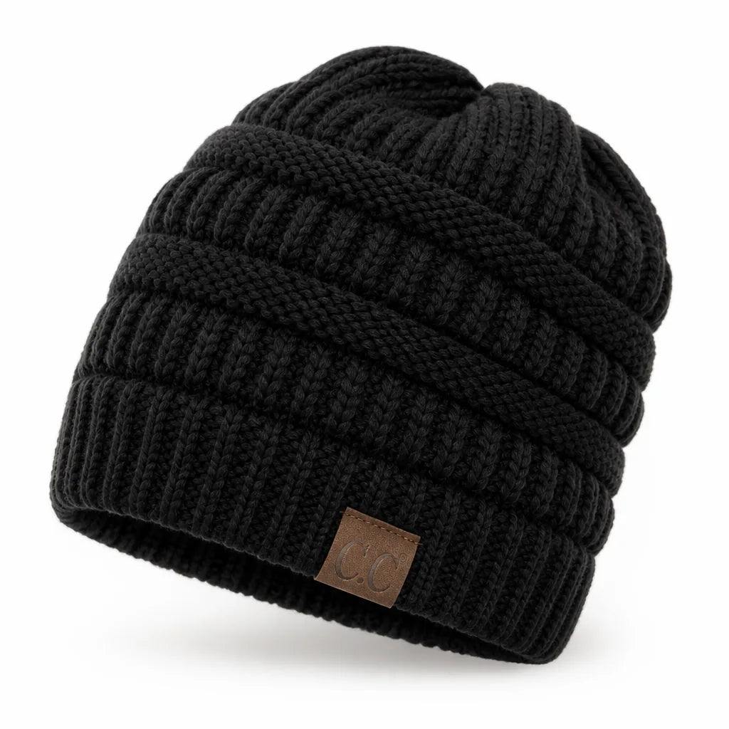 Beanie Ponytail Hole Soft Stretchy Acrylic
