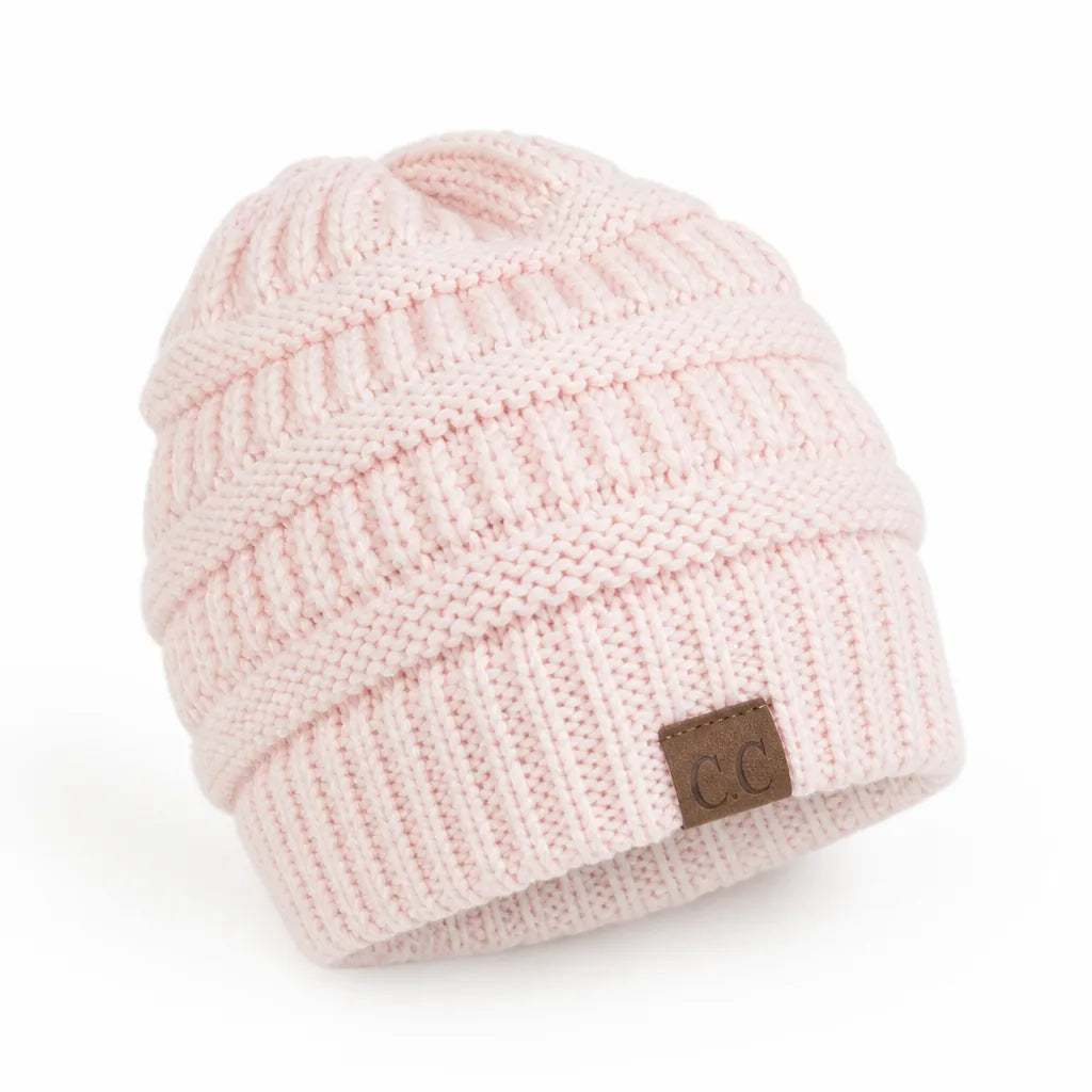 Beanie Ponytail Hole Soft Stretchy Acrylic
