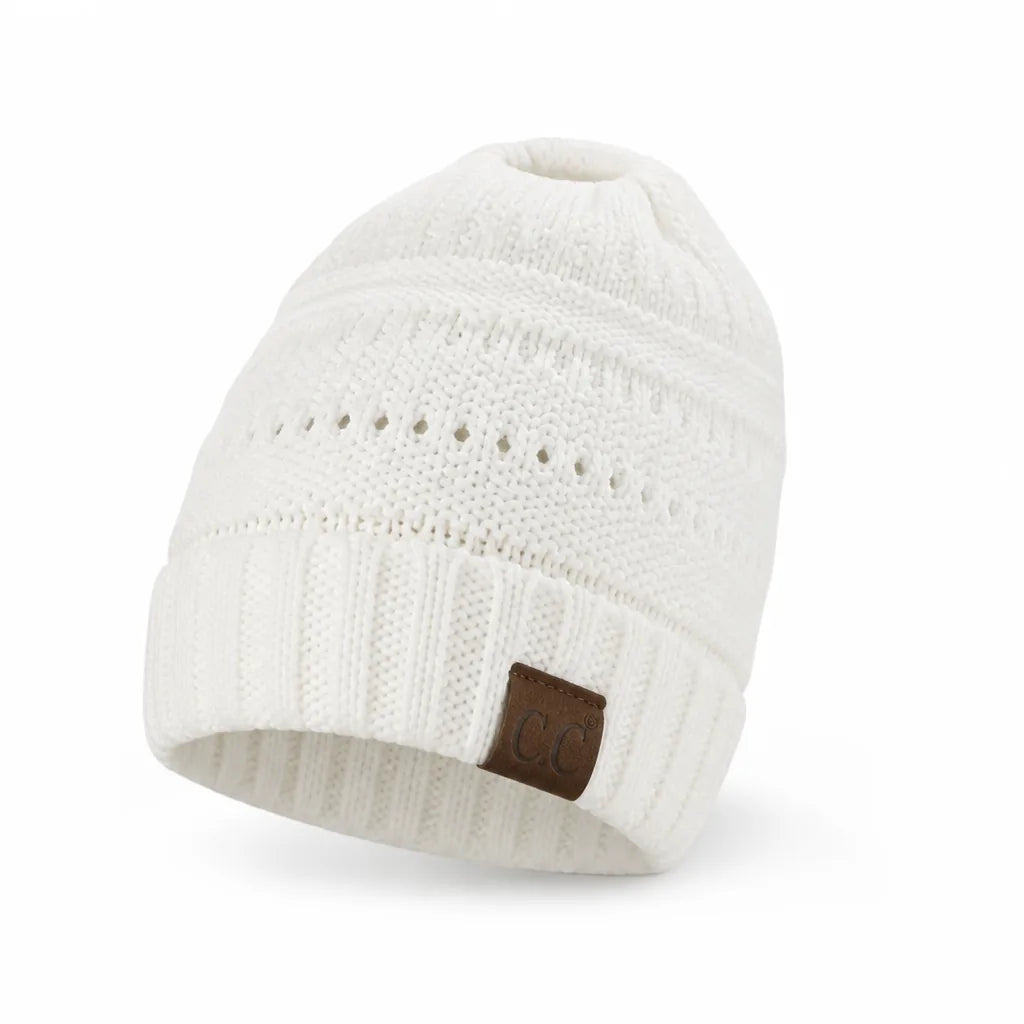Beanie Ponytail Hole Soft Stretchy Acrylic