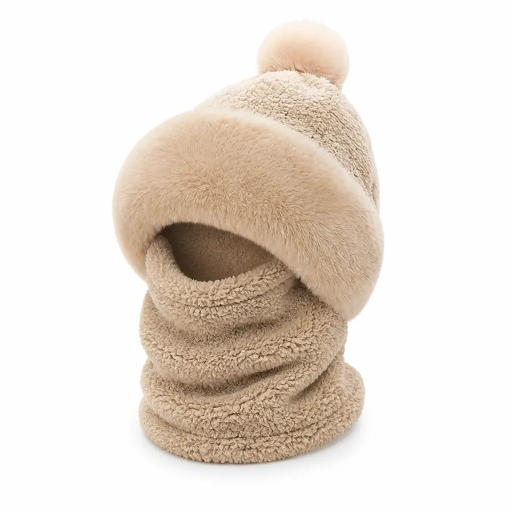 Beanie & Scarf Set Double-Layer Plush Windproof
