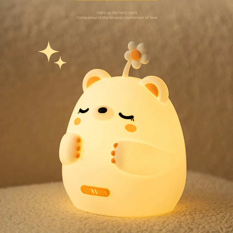 Bear Night Light Silicone LED With Snoring Sounds