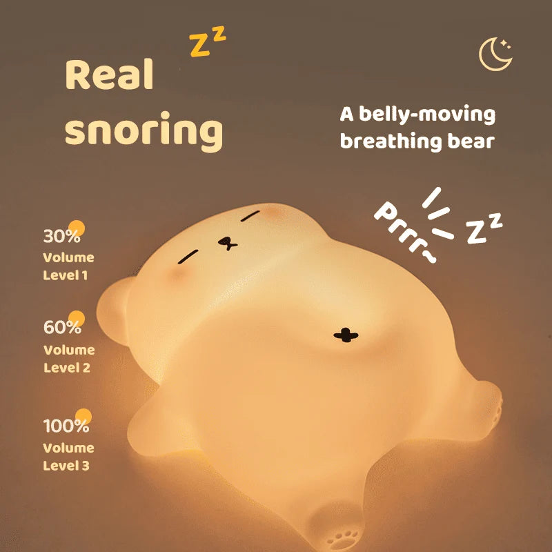 Bear Night Light Silicone LED With Snoring Sounds