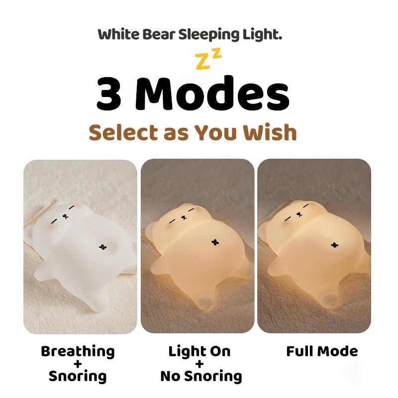 Bear Night Light Silicone LED With Snoring Sounds