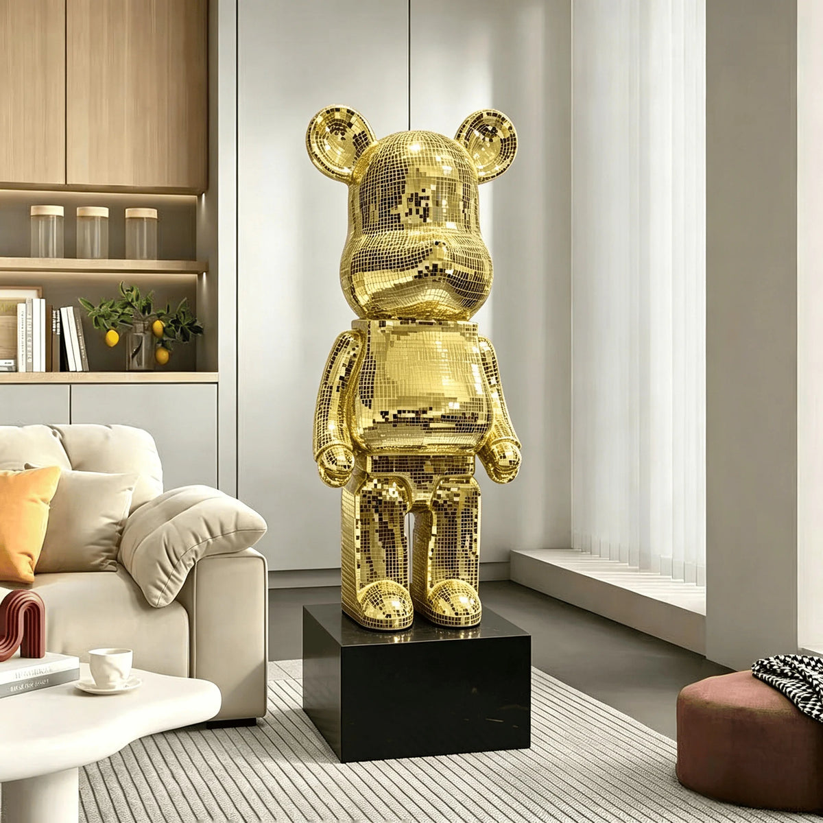 Bear Sculpture Mirrored Finish 31.5-Inch Tall