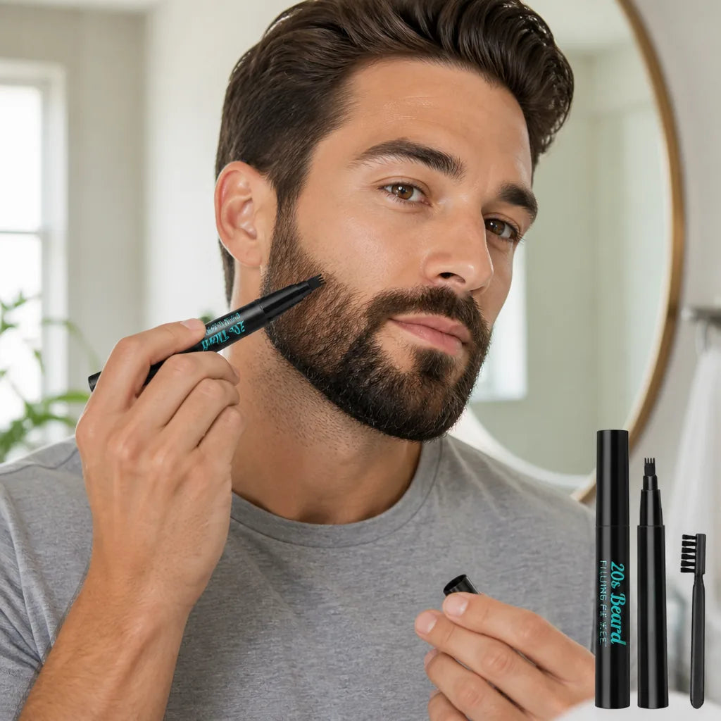 Beard & Mustache Filling Pen Micro-Fork Tip Waterproof Brush Included