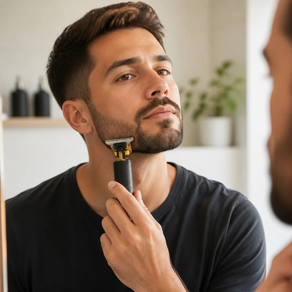 Beard Trimmer Cordless Compact Carbon Steel T-Blade Quiet Motor