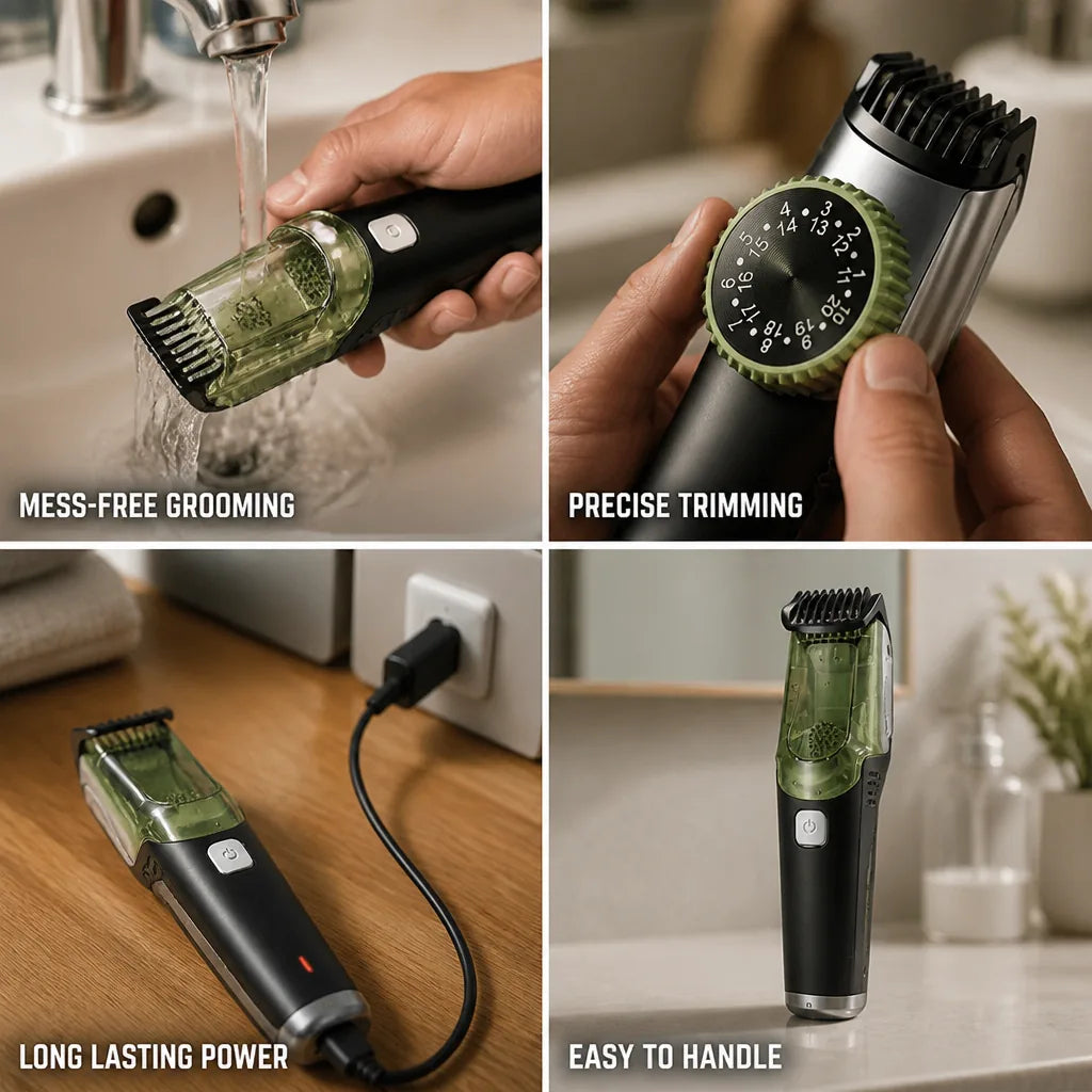 Beard Trimmer Integrated Vacuum 90-Minute Runtime