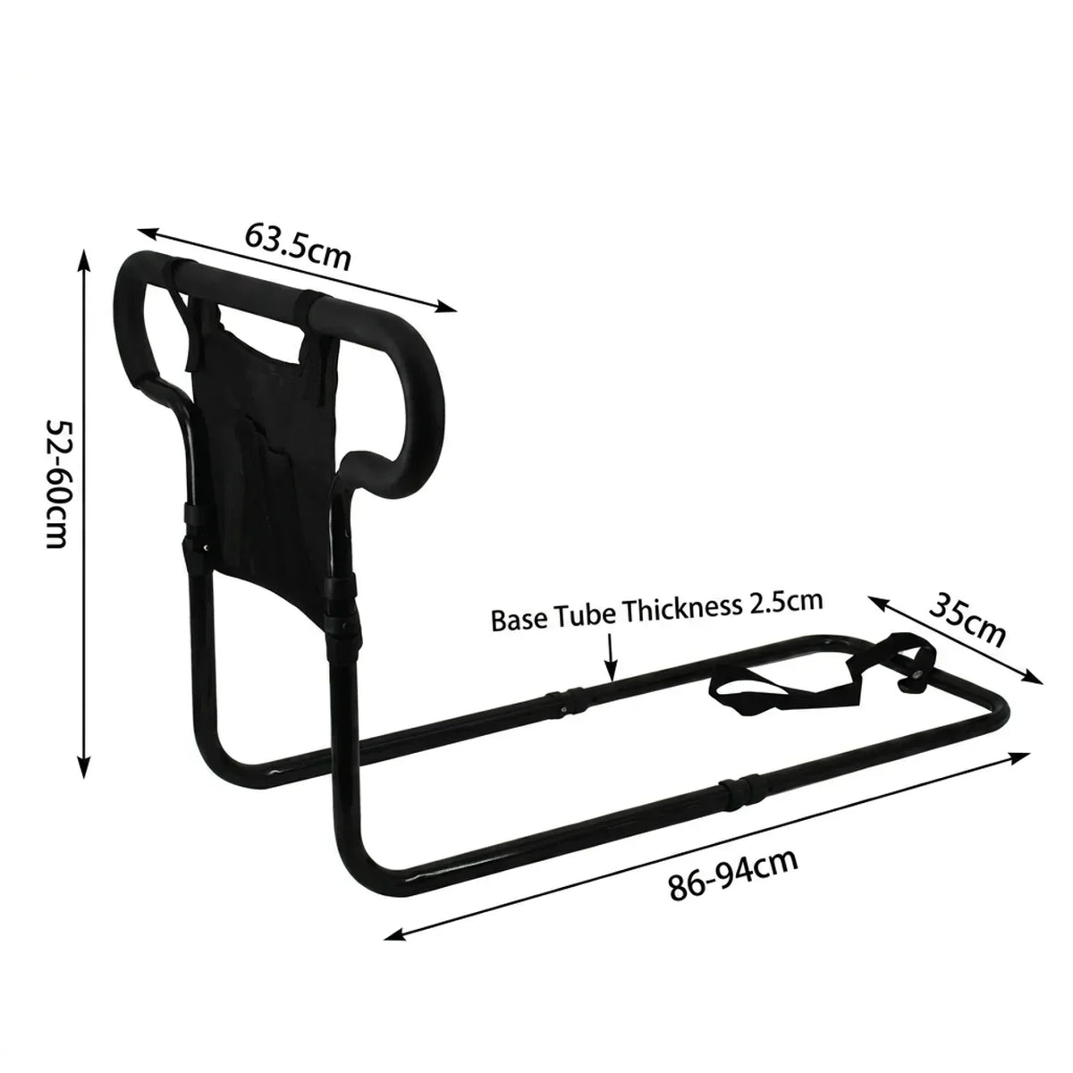 Bed Assist Rail Adjustable Height Non-Slip Padded Handle