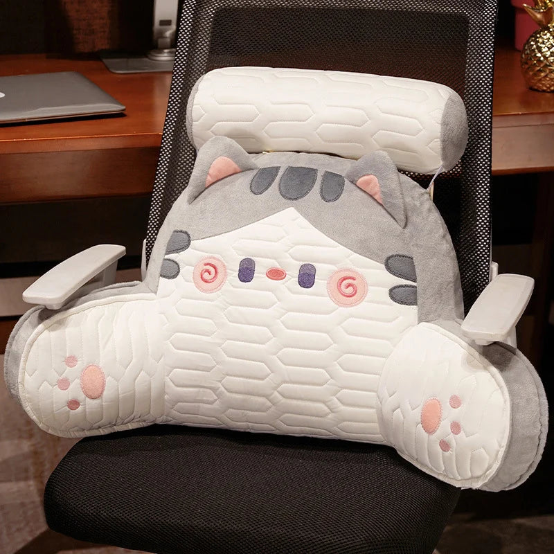 Bed Backrest Pillow Padded Armrests Removable Neck Roll