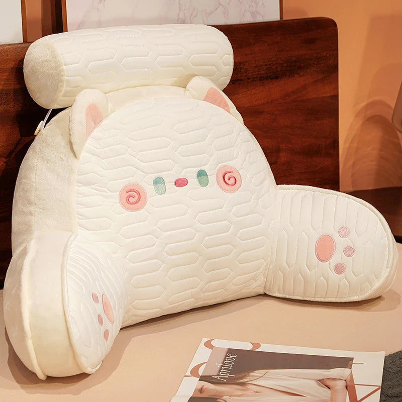 Bed Backrest Pillow Padded Armrests Removable Neck Roll