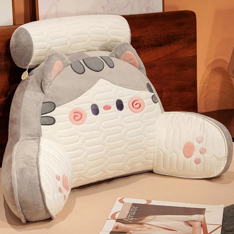 Bed Backrest Pillow Padded Armrests Removable Neck Roll