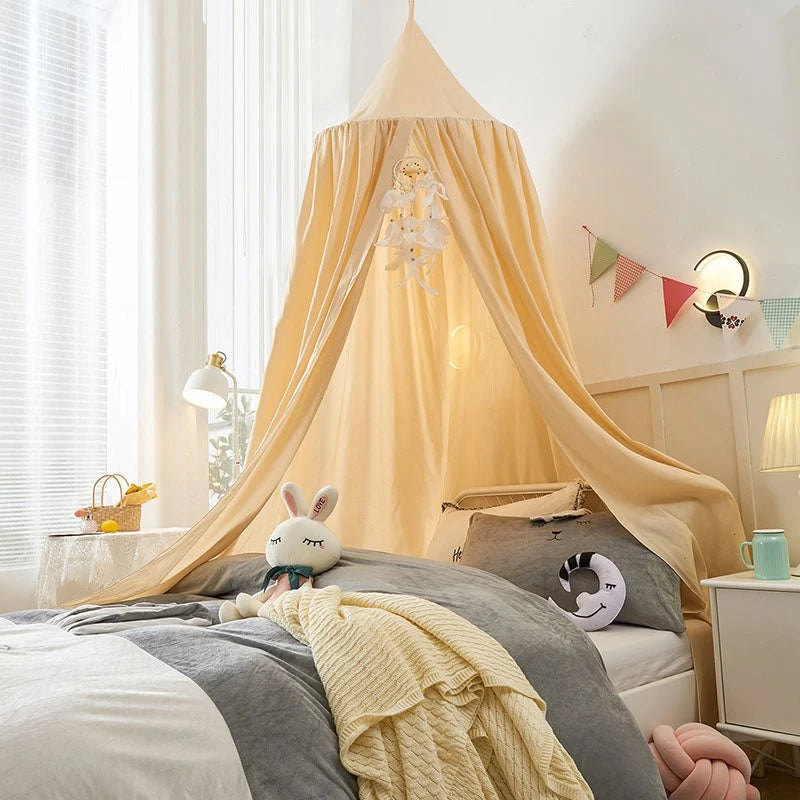 Bed Canopy Breathable Polyester-Cotton Blend Ceiling Mounting Kit Included