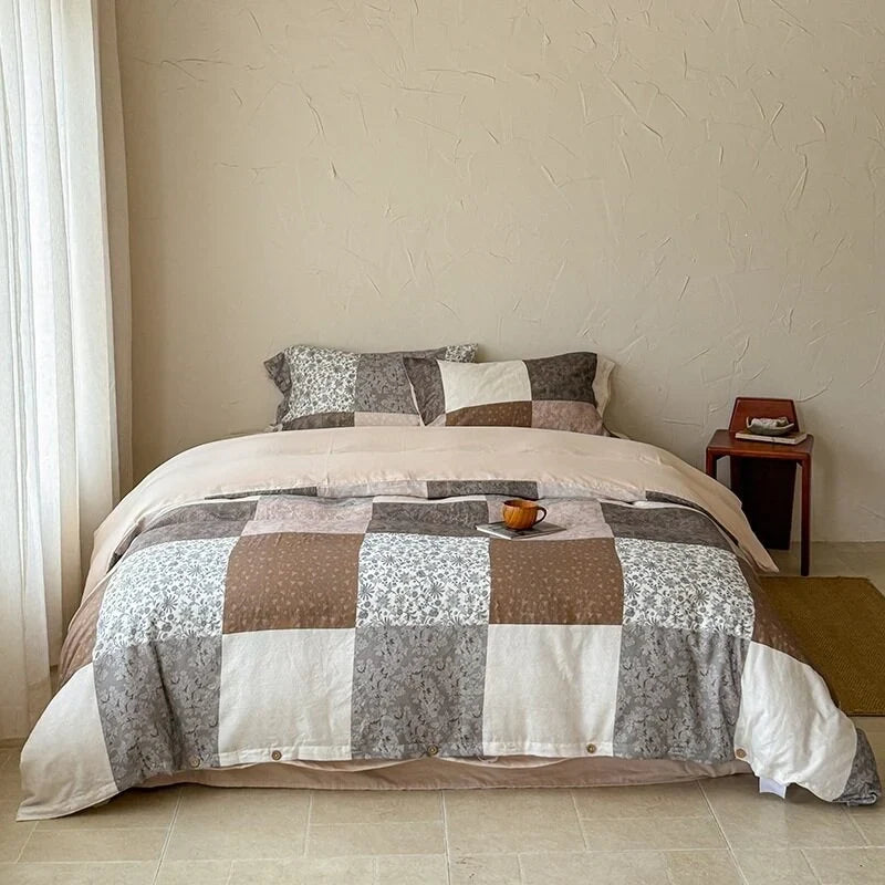Bed Linen Set Breathable Cotton Delicate Floral 4-Piece