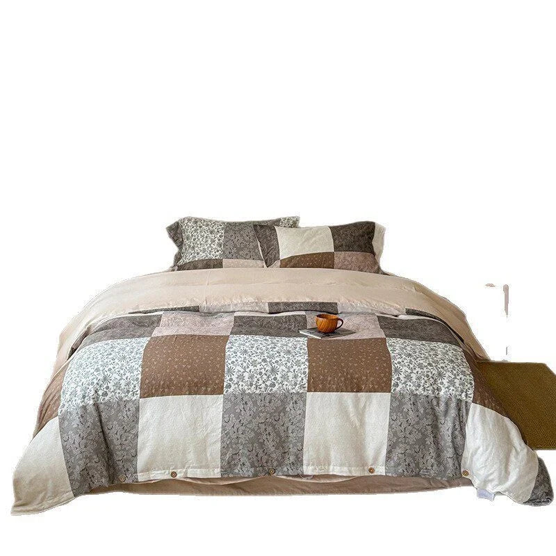 Bed Linen Set Breathable Cotton Delicate Floral 4-Piece