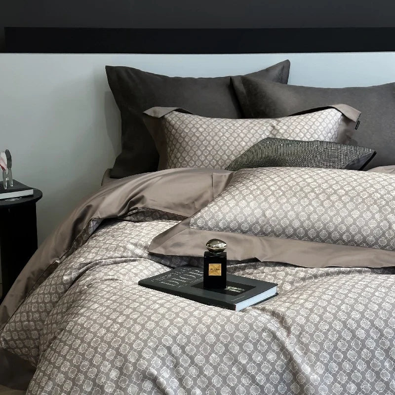 Bed Linen Set Cotton Satin Reversible Jacquard 4-Piece
