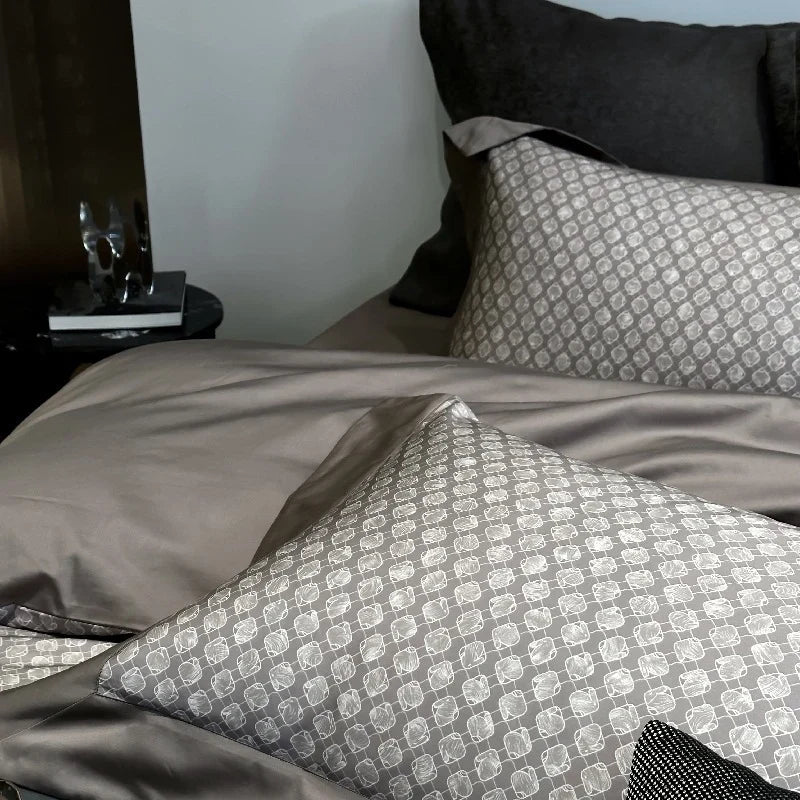 Bed Linen Set Cotton Satin Reversible Jacquard 4-Piece