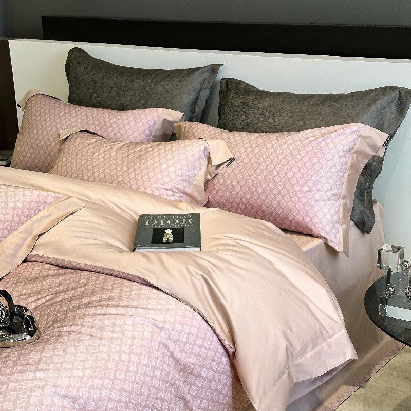 Bed Linen Set Cotton Satin Reversible Jacquard 4-Piece