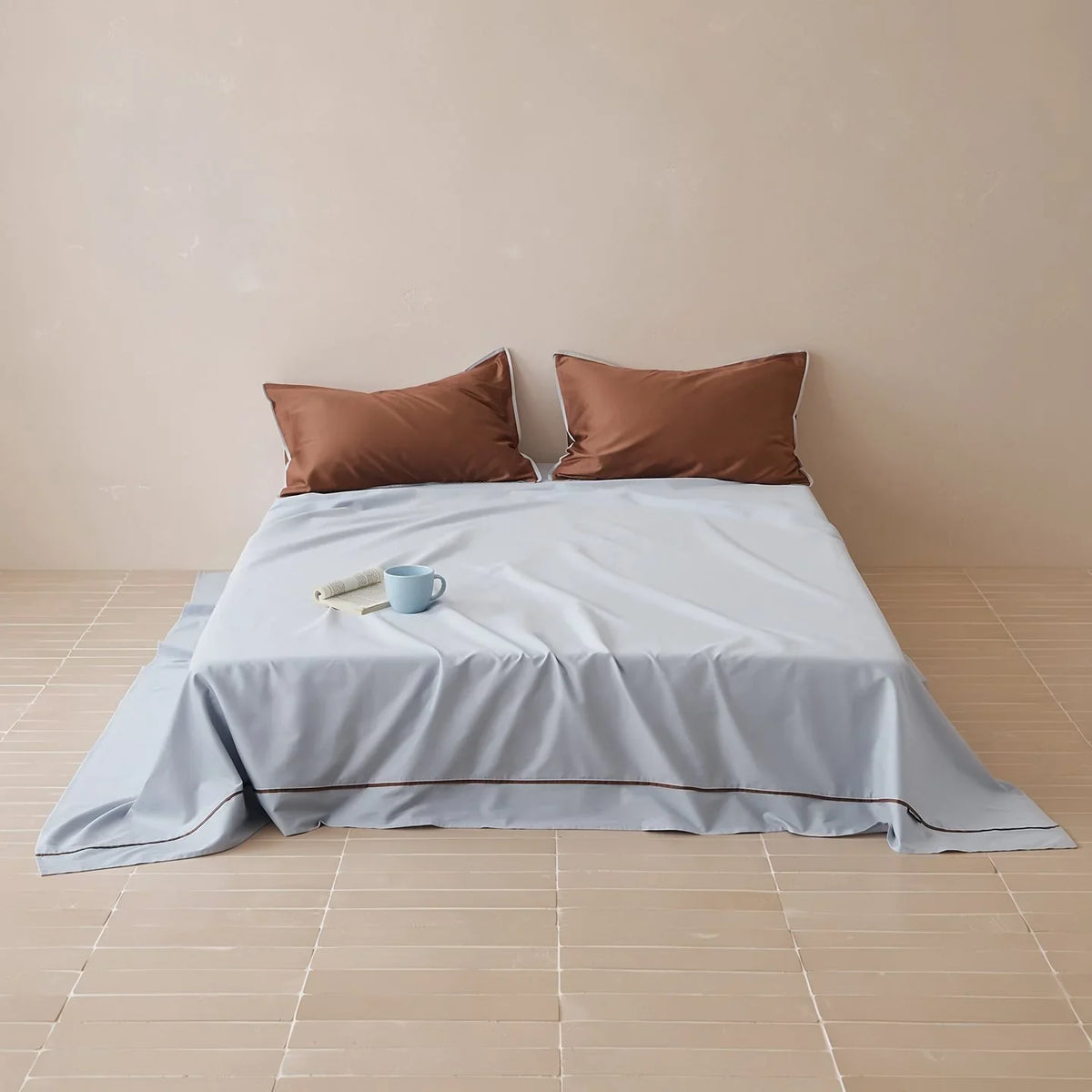 Bed Sheet & Pillowcase Set Cotton Satin Decorative Piping