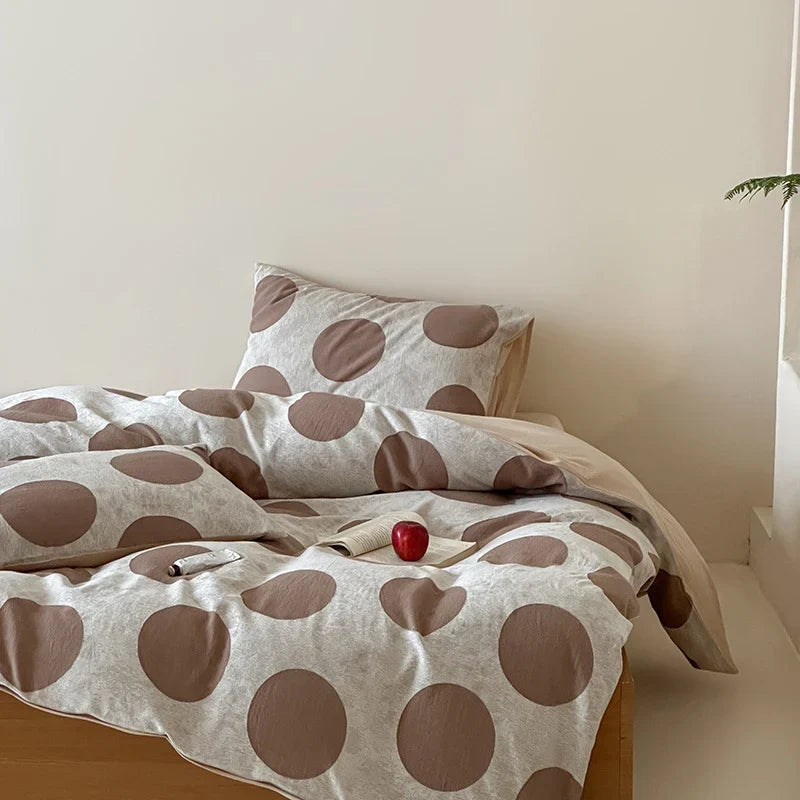 Bed Sheet Set Cotton-Linen Breathable Oversized Polka Dot