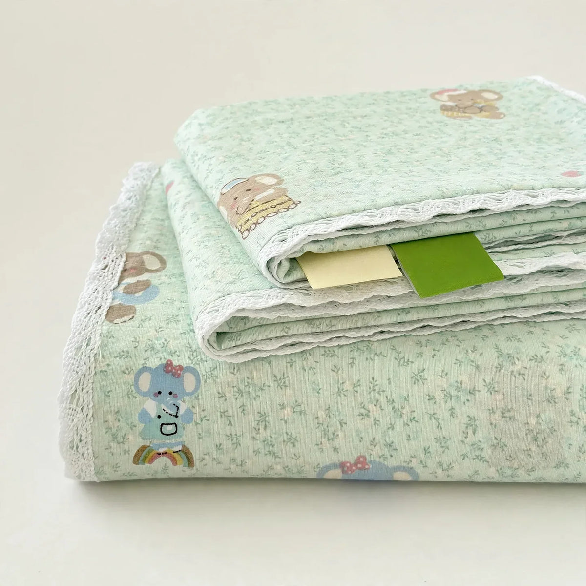 Bedding Set 100% Cotton Breathable Gauze Moisture-Wicking Lace Edge