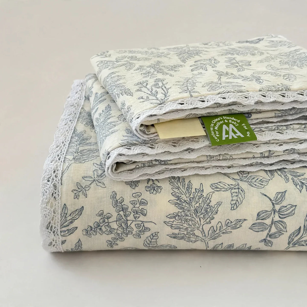 Bedding Set 100% Cotton Breathable Gauze Moisture-Wicking Lace Edge