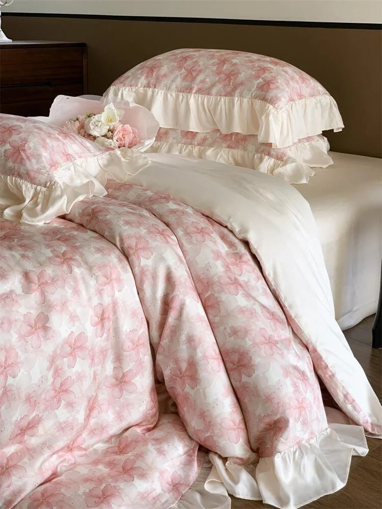 Bedding Set 100% Cotton Percale Floral Jacquard 4-Piece