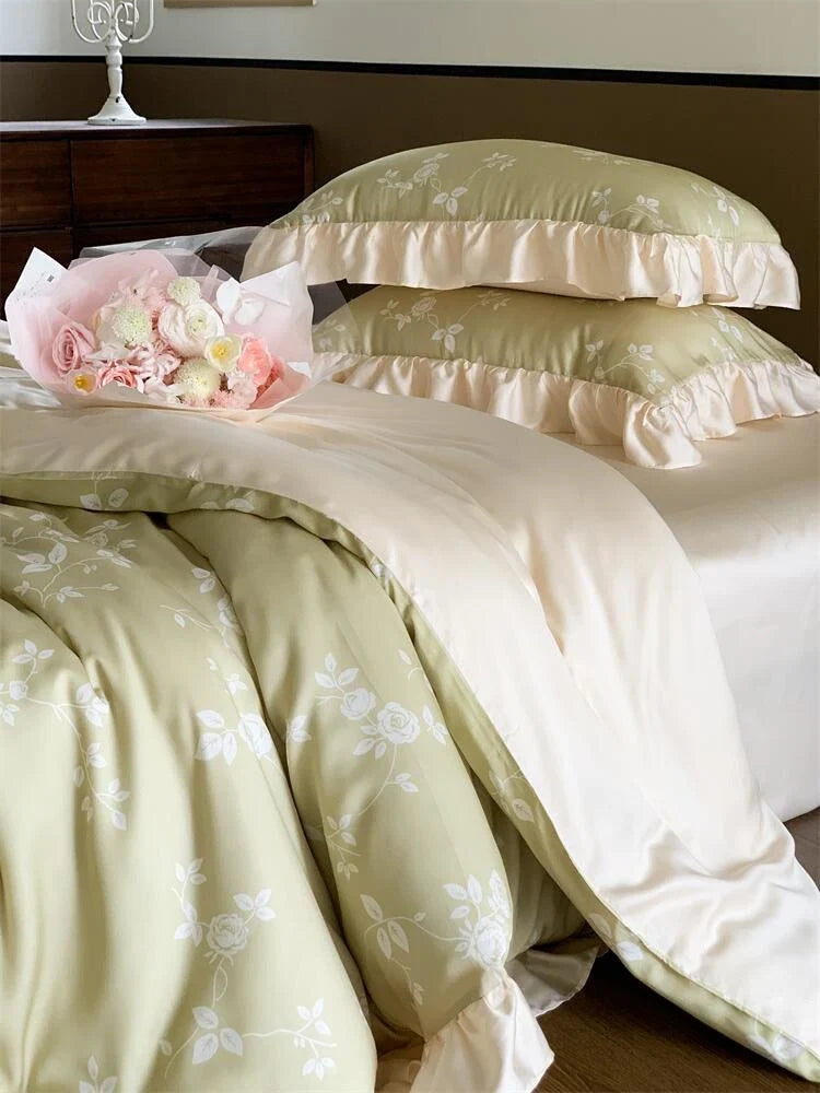 Bedding Set 100% Cotton Percale Floral Jacquard 4-Piece