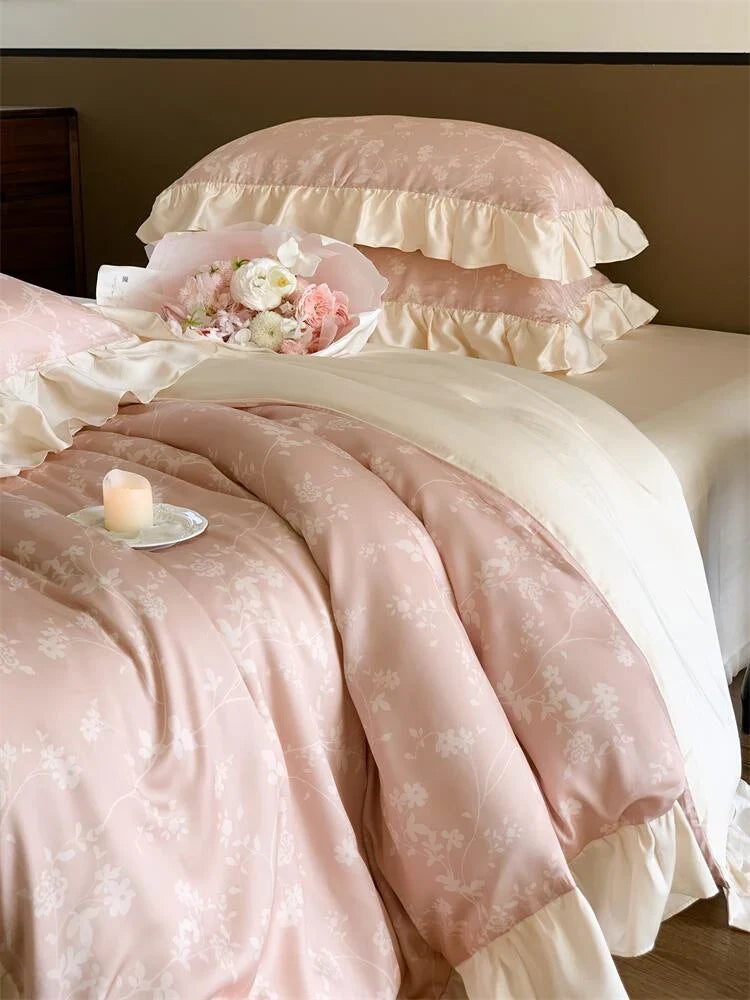 Bedding Set 100% Cotton Percale Floral Jacquard 4-Piece