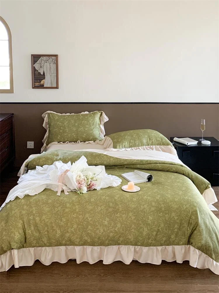 Bedding Set 100% Cotton Percale Floral Jacquard 4-Piece