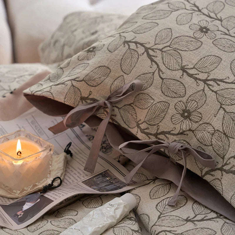 Bedding Set 100% Cotton Percale Floral Woven 4-Piece