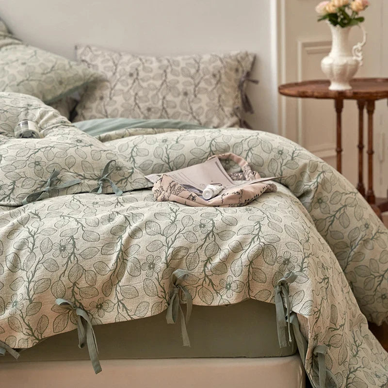 Bedding Set 100% Cotton Percale Floral Woven 4-Piece