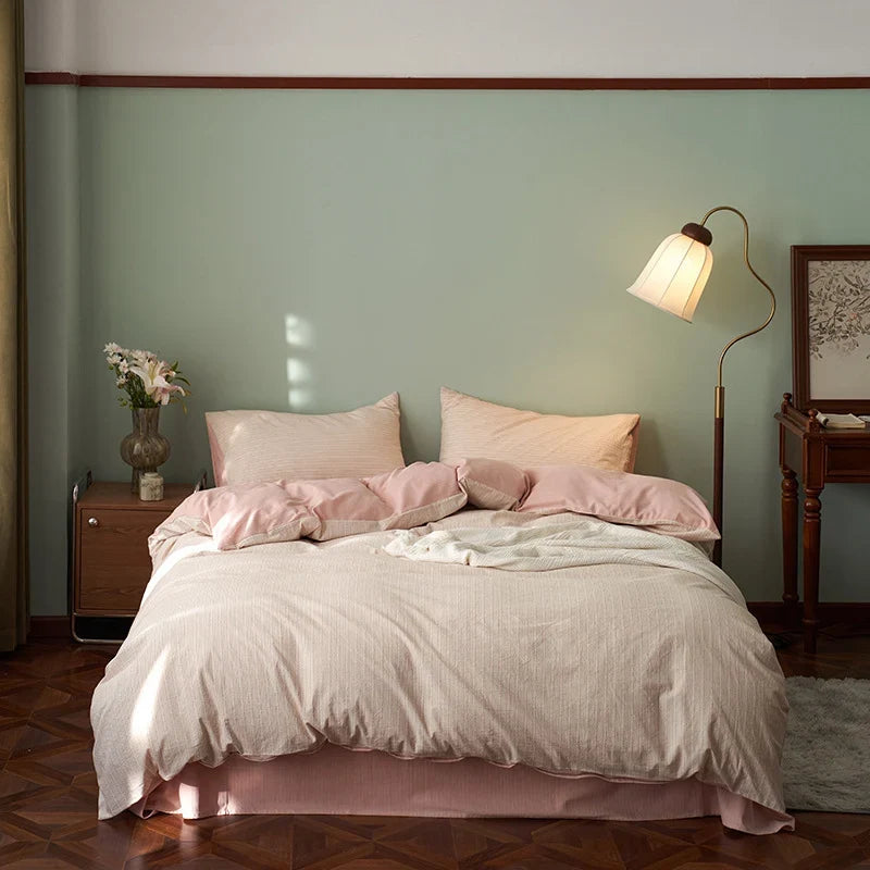 Bedding Set 4-Piece Cotton Canvas Long Zipper