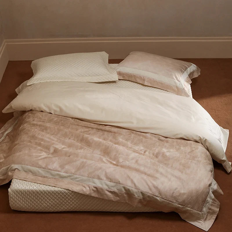 Bedding Set 4-Piece Cotton Percale Breathable Ruffle Trim