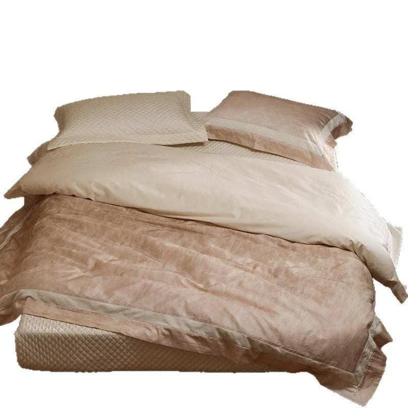 Bedding Set 4-Piece Cotton Percale Breathable Ruffle Trim