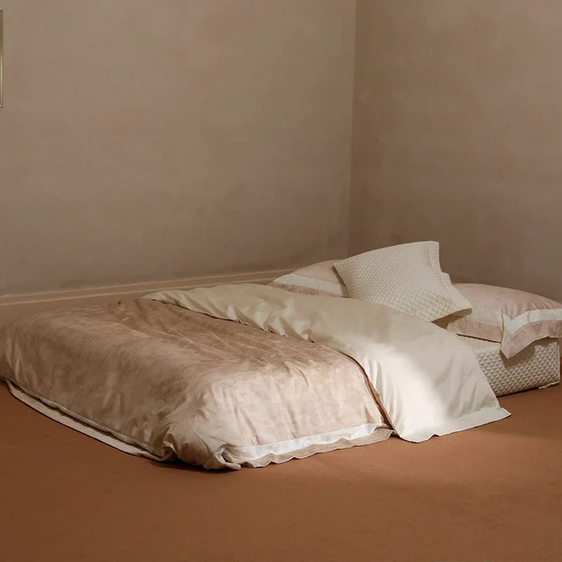 Bedding Set 4-Piece Cotton Percale Breathable Ruffle Trim