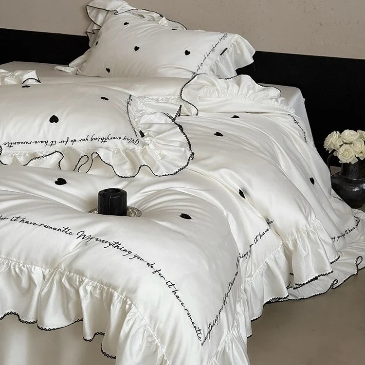Bedding Set 4-Piece Cotton Satin Temperature-Regulating