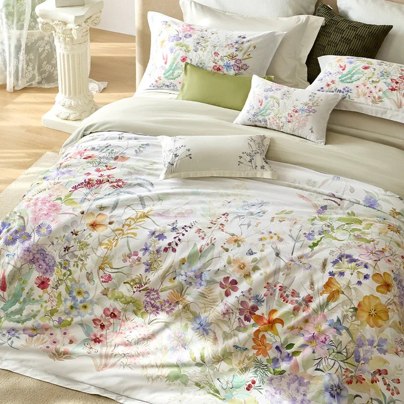 Bedding Set 4 Piece Long Staple Cotton French Floral