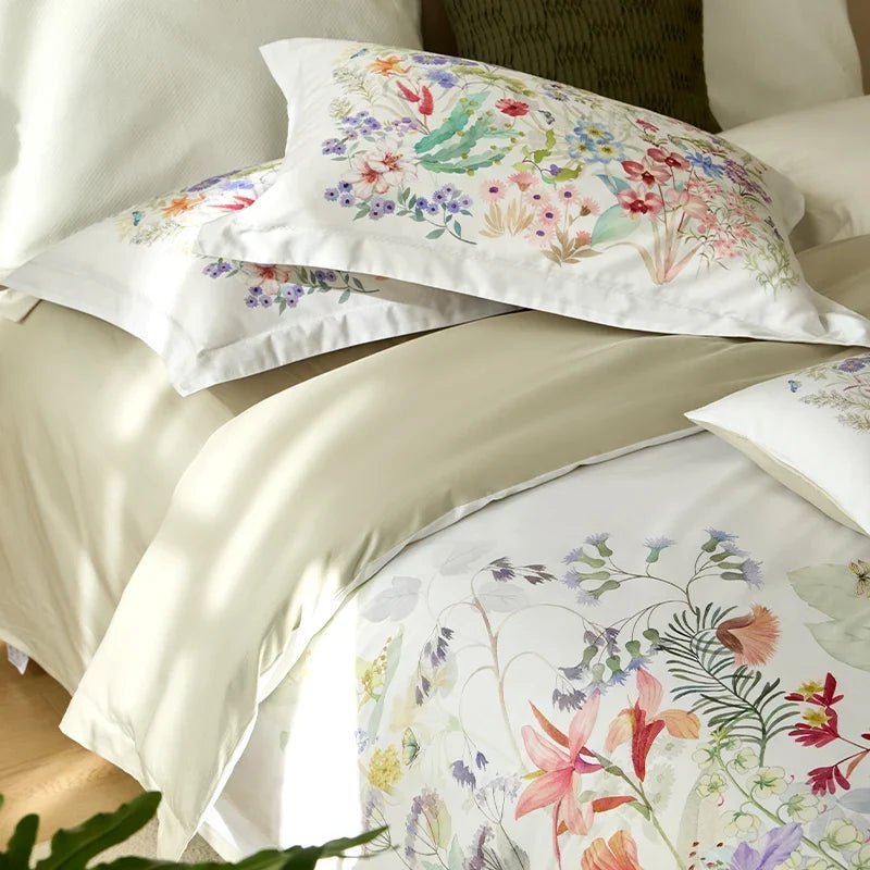 Bedding Set 4 Piece Long Staple Cotton French Floral