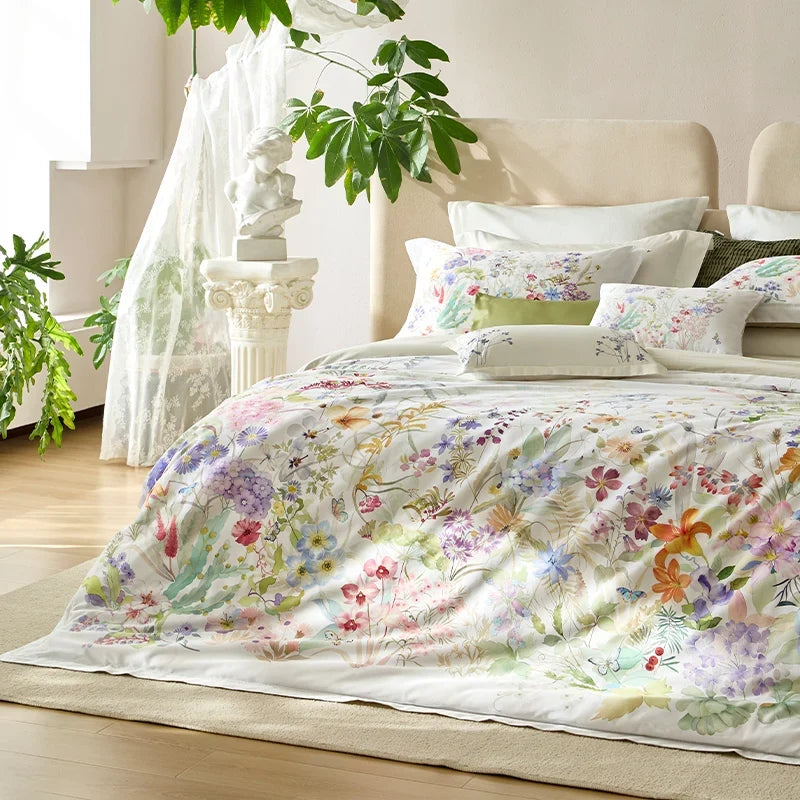 Bedding Set 4 Piece Long Staple Cotton French Floral