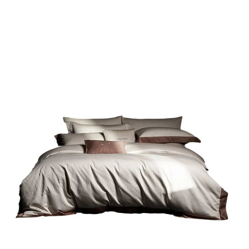 Bedding Set 4-Piece Long-Staple Cotton Gold & Silver Threads