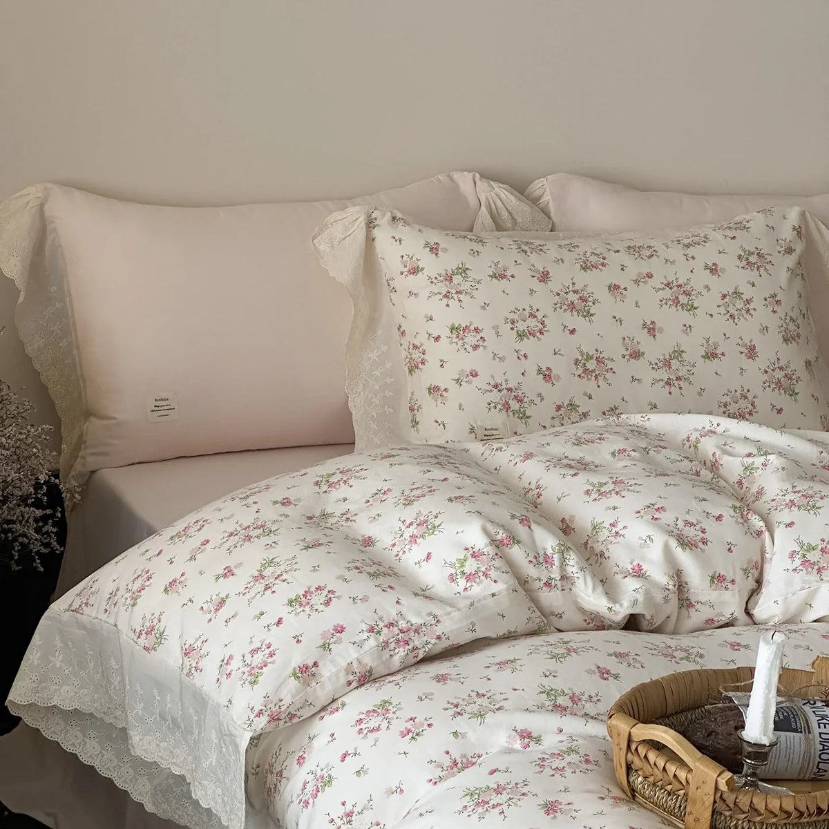 Bedding Set Breathable Cotton Floral Lace 4-Piece