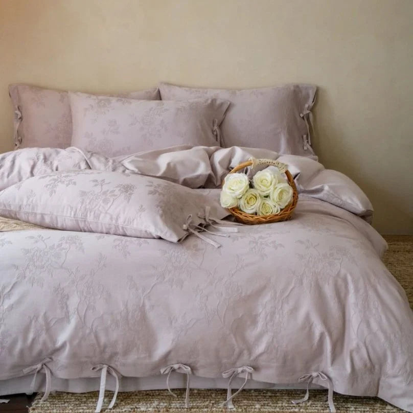 Bedding Set Breathable Cotton Jacquard Floral 4-Piece Set