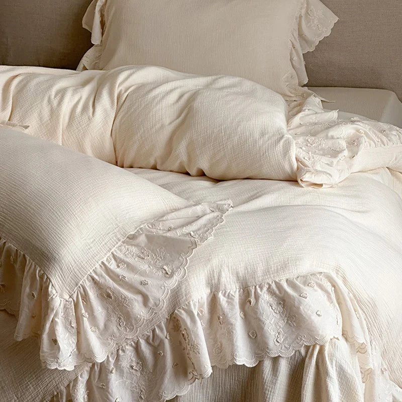 Bedding Set Breathable Cotton-Linen Integrated Bed Skirt