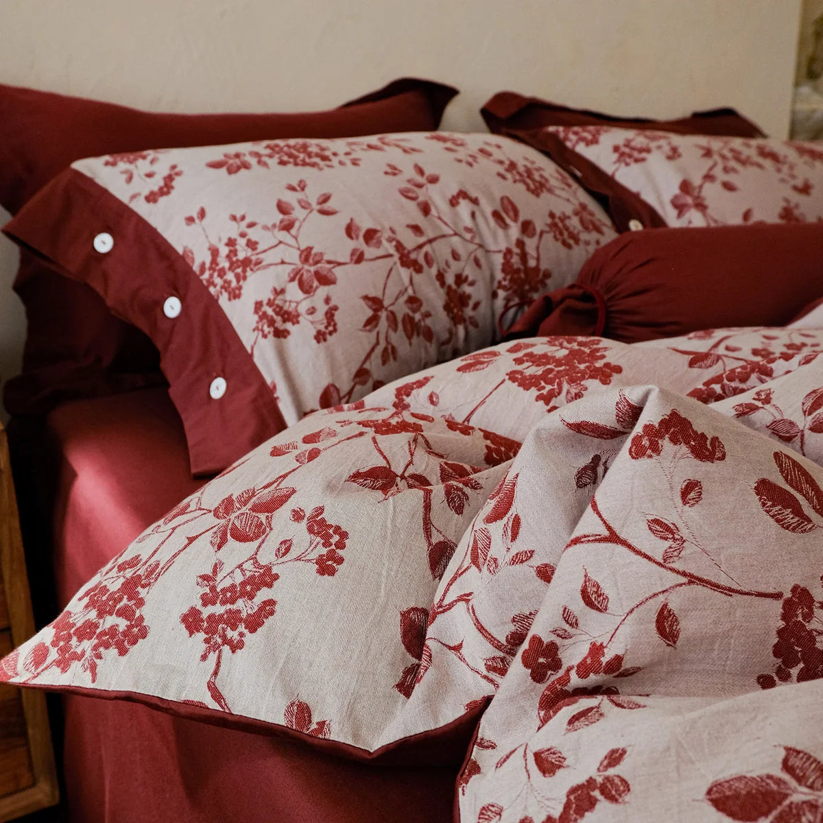Bedding Set Breathable Cotton-Linen Woven Jacquard 4-Piece